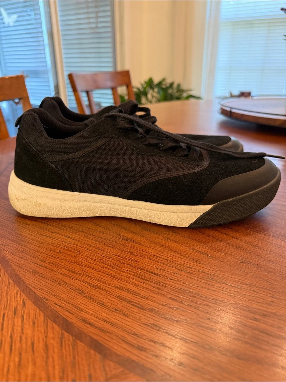 Men's Black Lace-Up Low-Top Sneakers with White Side Accent